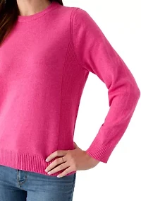 Women's Ribbed Trim Crewn Neck Sweater