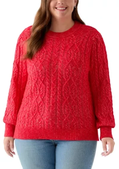 Plus Long Sleeve Cable Sweater