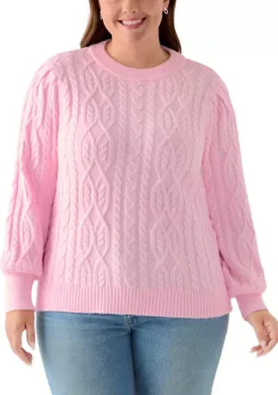 Plus Long Sleeve Cable Sweater