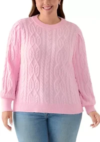Plus Long Sleeve Cable Sweater