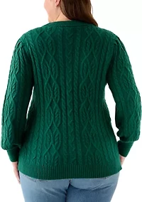 Plus Long Sleeve Cable Sweater