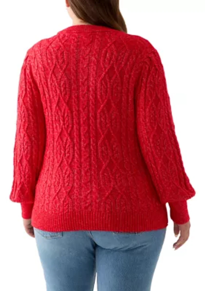 Plus Long Sleeve Cable Sweater