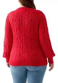Plus Long Sleeve Cable Sweater