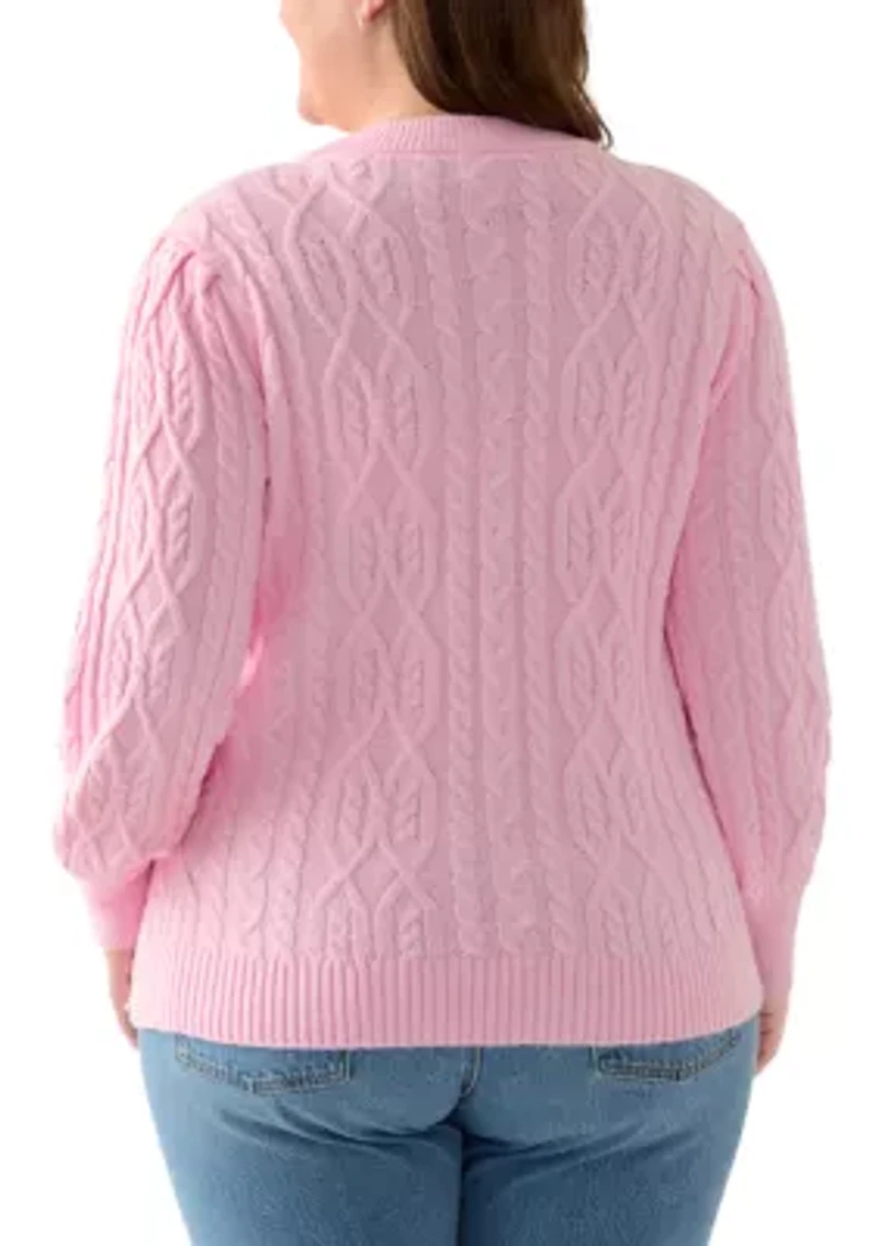 Plus Long Sleeve Cable Sweater