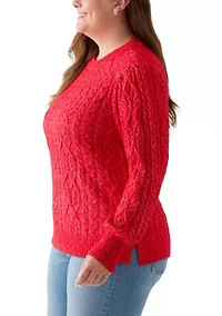 Plus Long Sleeve Cable Sweater