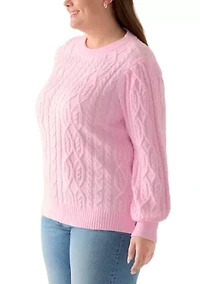 Plus Long Sleeve Cable Sweater