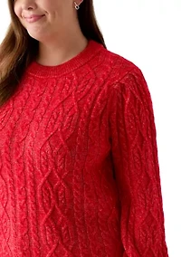 Plus Long Sleeve Cable Sweater