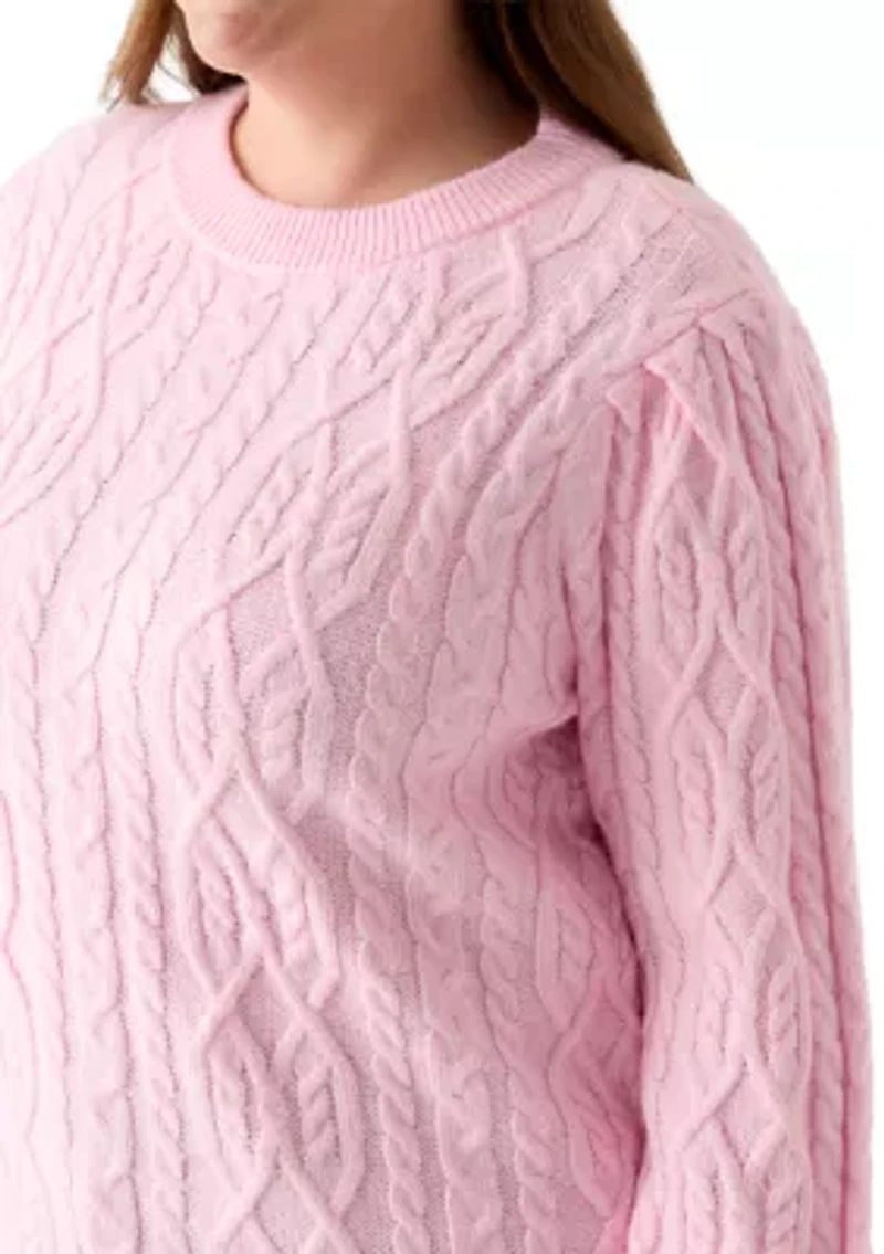 Plus Long Sleeve Cable Sweater