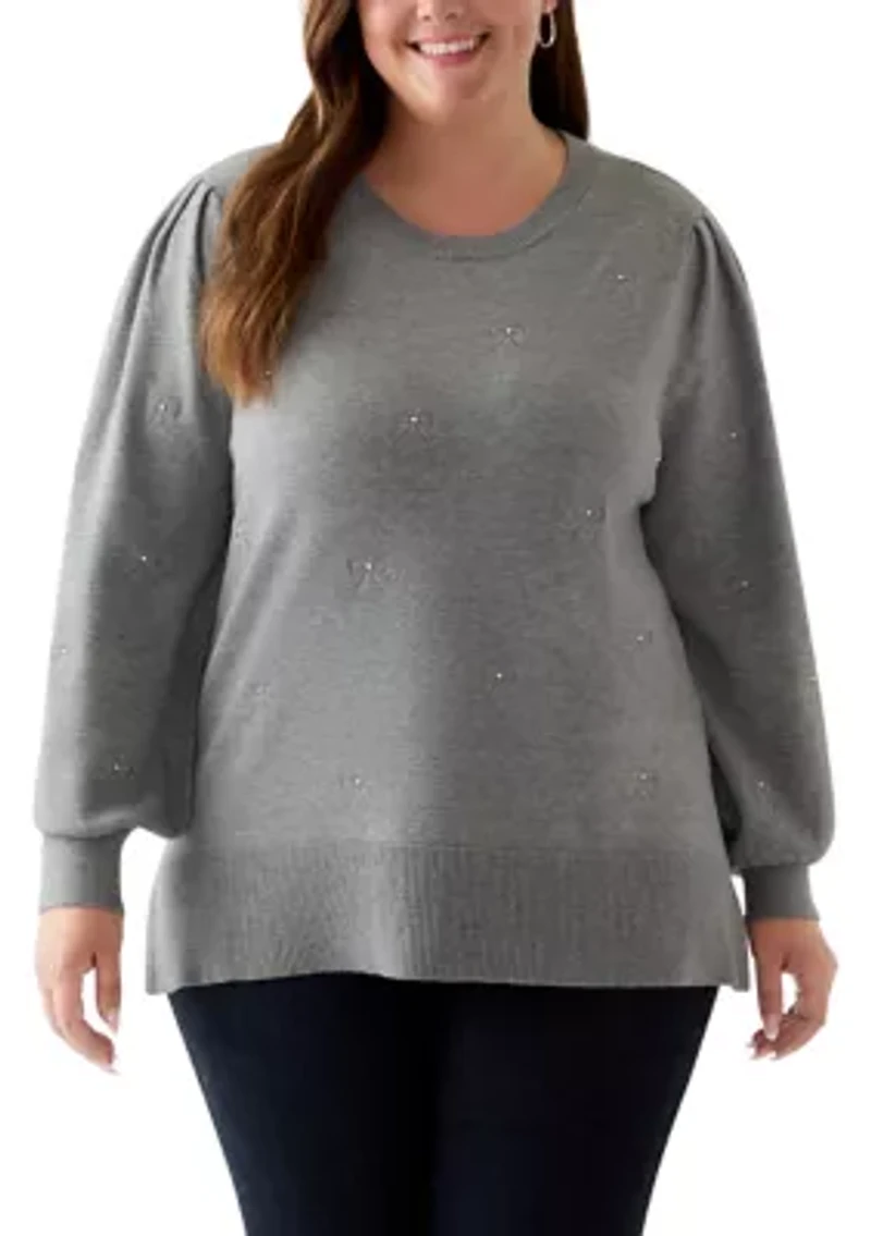 Plus Long Sleeve Crewneck Tunic Sweater
