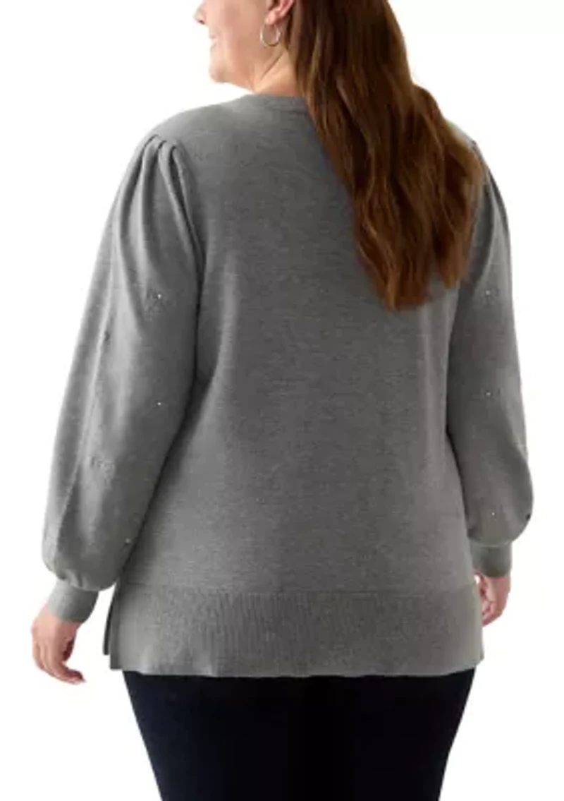 Plus Long Sleeve Crewneck Tunic Sweater