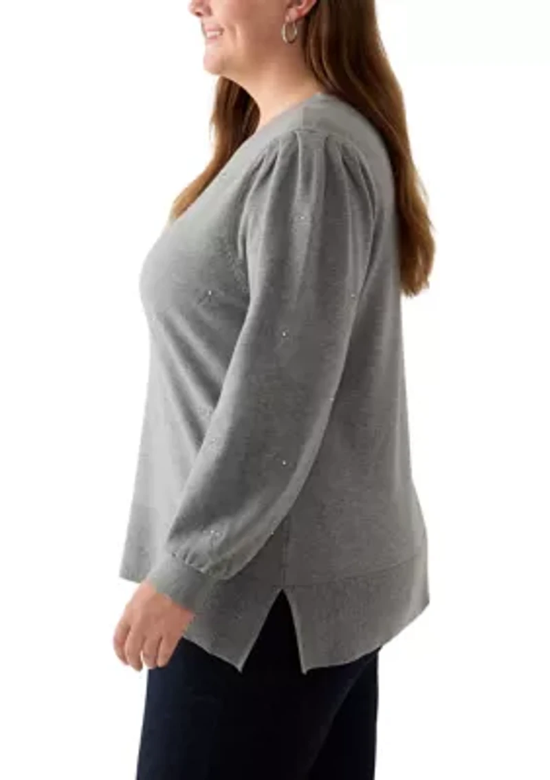 Plus Long Sleeve Crewneck Tunic Sweater