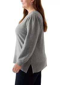 Plus Long Sleeve Crewneck Tunic Sweater