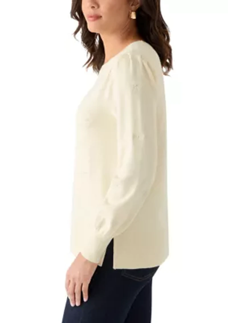 Women's Embellished Bow Tunic Sweater