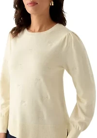 Women's Embellished Bow Tunic Sweater