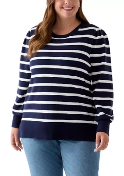 Plus Long Sleeve Crew Neck Tunic Sweater