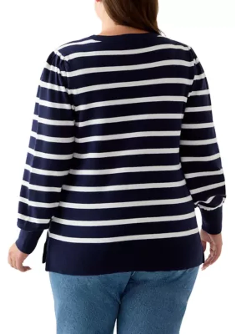 Plus Long Sleeve Crew Neck Tunic Sweater