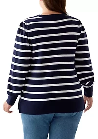 Plus Long Sleeve Crew Neck Tunic Sweater