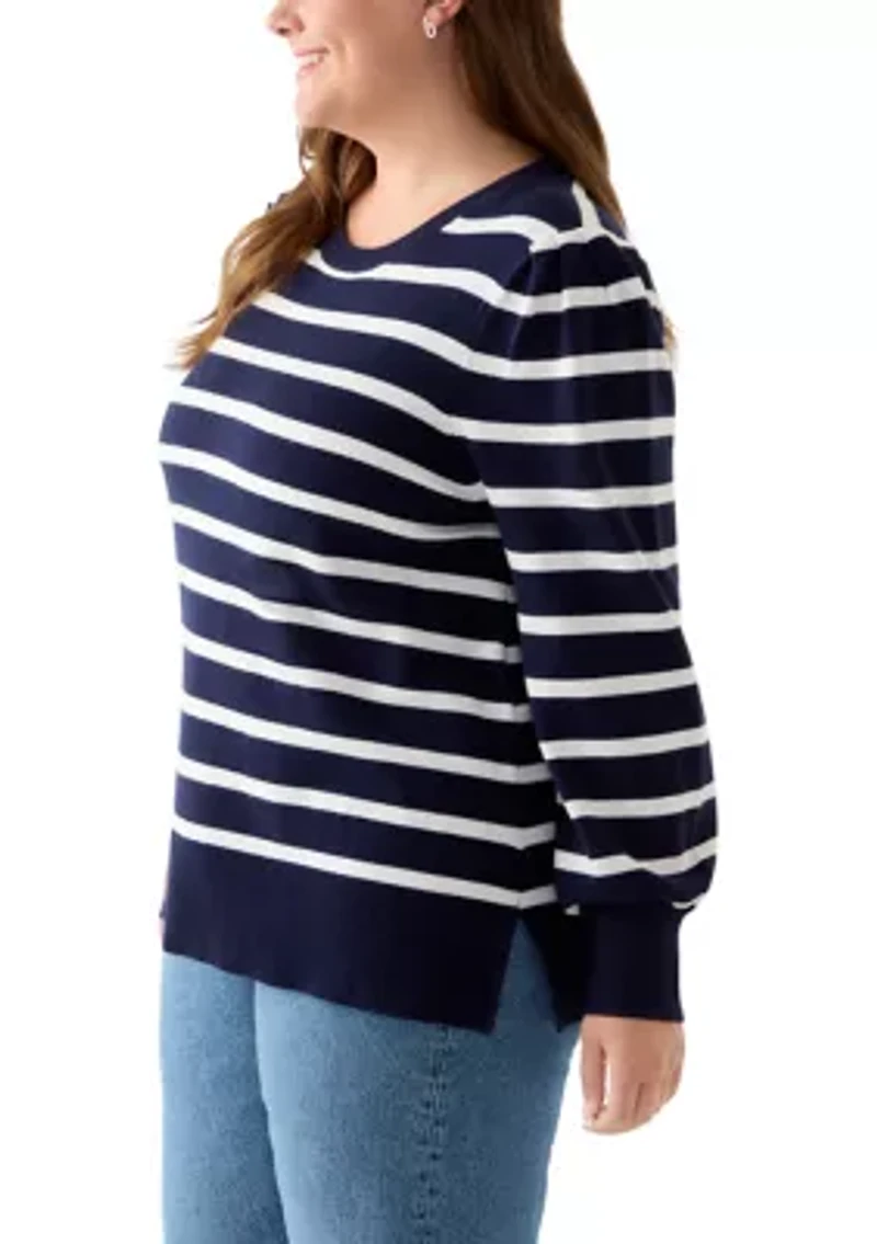 Plus Long Sleeve Crew Neck Tunic Sweater