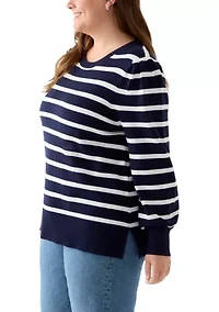 Plus Long Sleeve Crew Neck Tunic Sweater