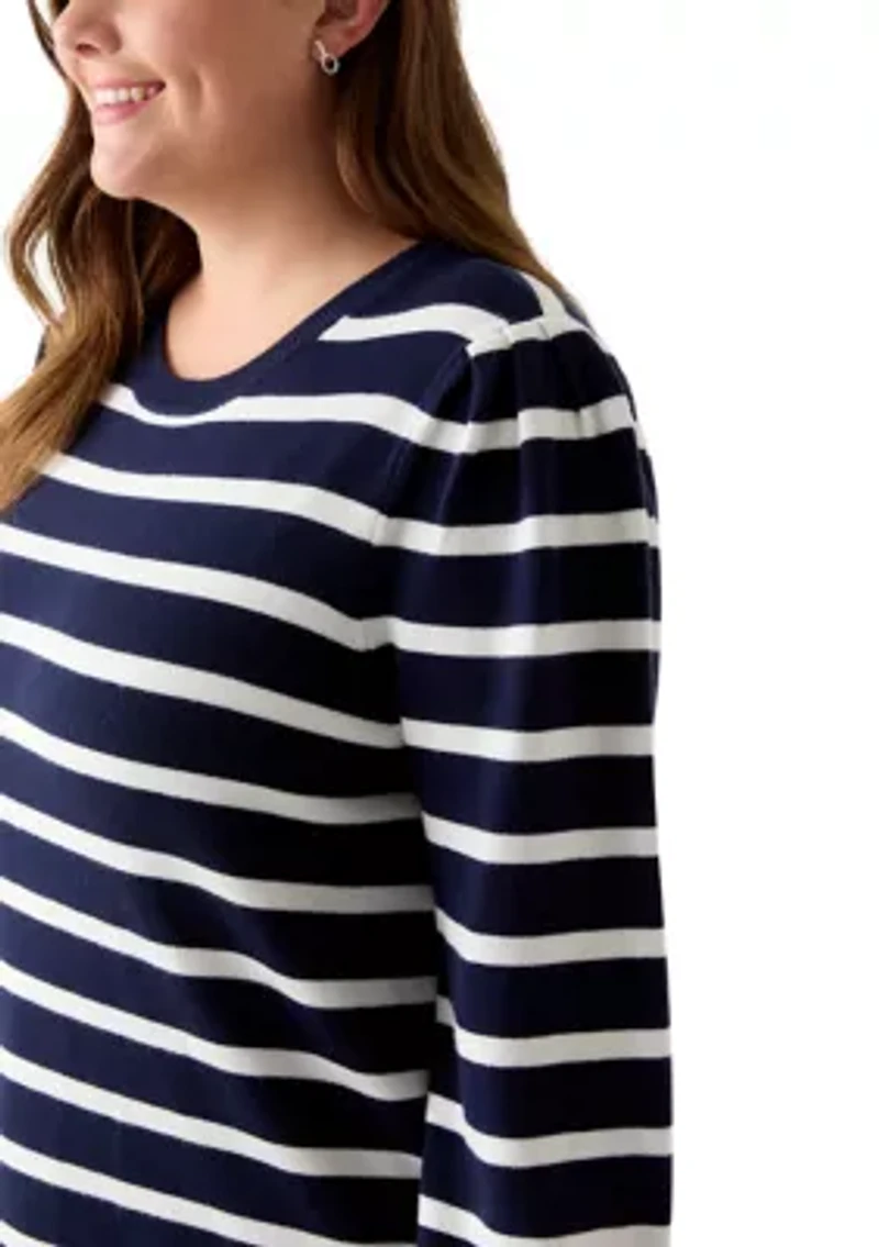 Plus Long Sleeve Crew Neck Tunic Sweater