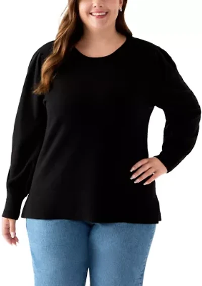 Plus Long Sleeve Crew Neck Tunic Sweater