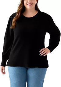 Plus Long Sleeve Crew Neck Tunic Sweater