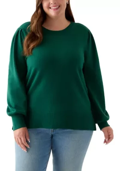 Plus Long Sleeve Crew Neck Tunic Sweater