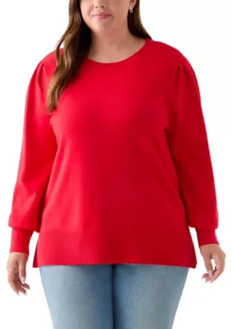 Plus Long Sleeve Crew Neck Tunic Sweater