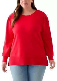 Plus Long Sleeve Crew Neck Tunic Sweater