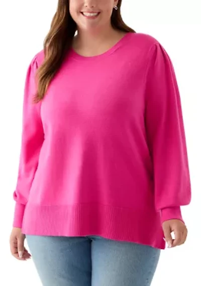 Plus Long Sleeve Crew Neck Tunic Sweater