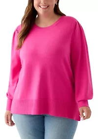 Plus Long Sleeve Crew Neck Tunic Sweater