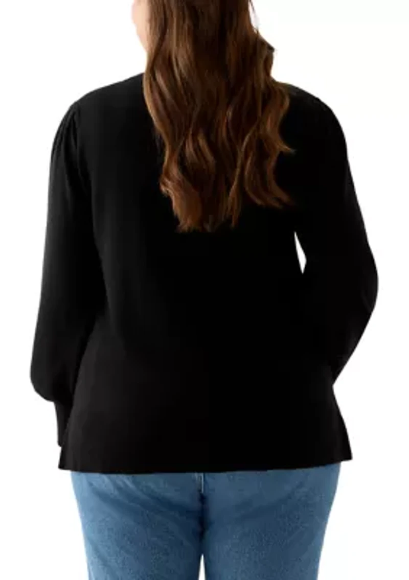 Plus Long Sleeve Crew Neck Tunic Sweater