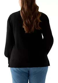 Plus Long Sleeve Crew Neck Tunic Sweater
