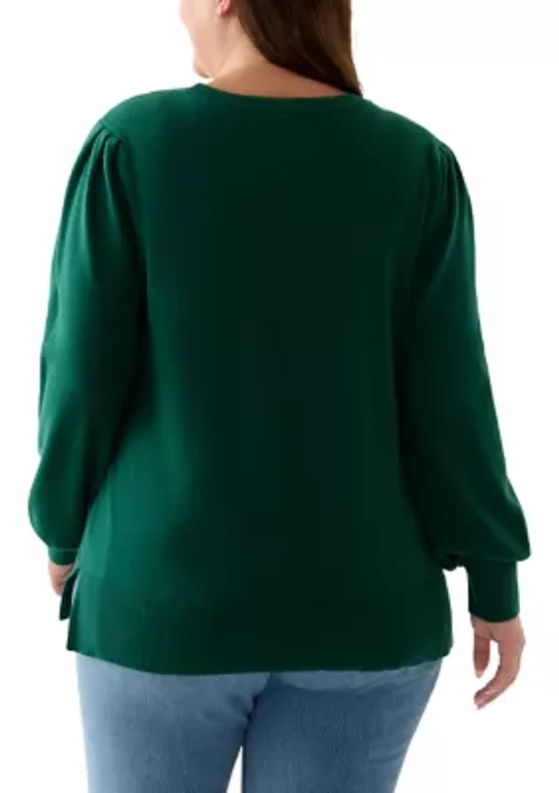 Plus Long Sleeve Crew Neck Tunic Sweater