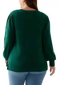 Plus Long Sleeve Crew Neck Tunic Sweater