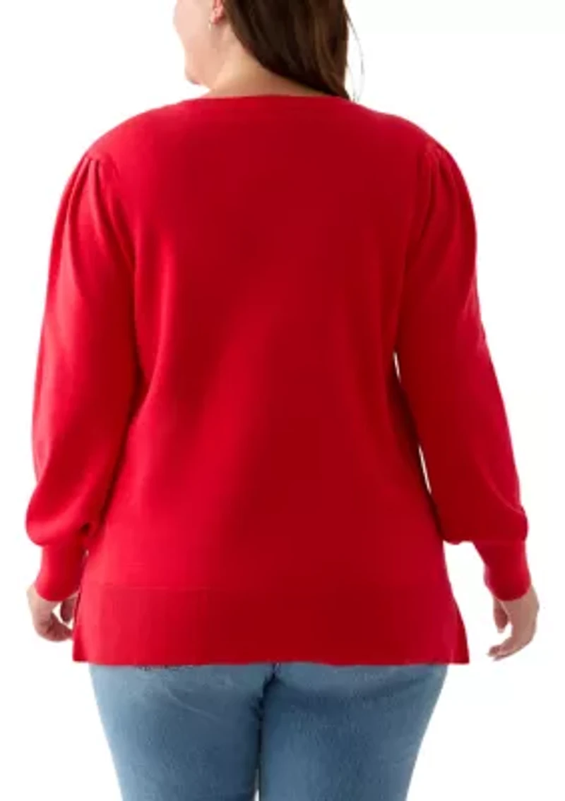 Plus Long Sleeve Crew Neck Tunic Sweater