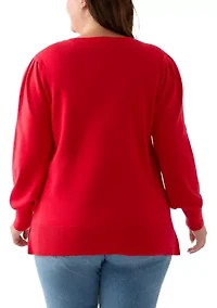 Plus Long Sleeve Crew Neck Tunic Sweater