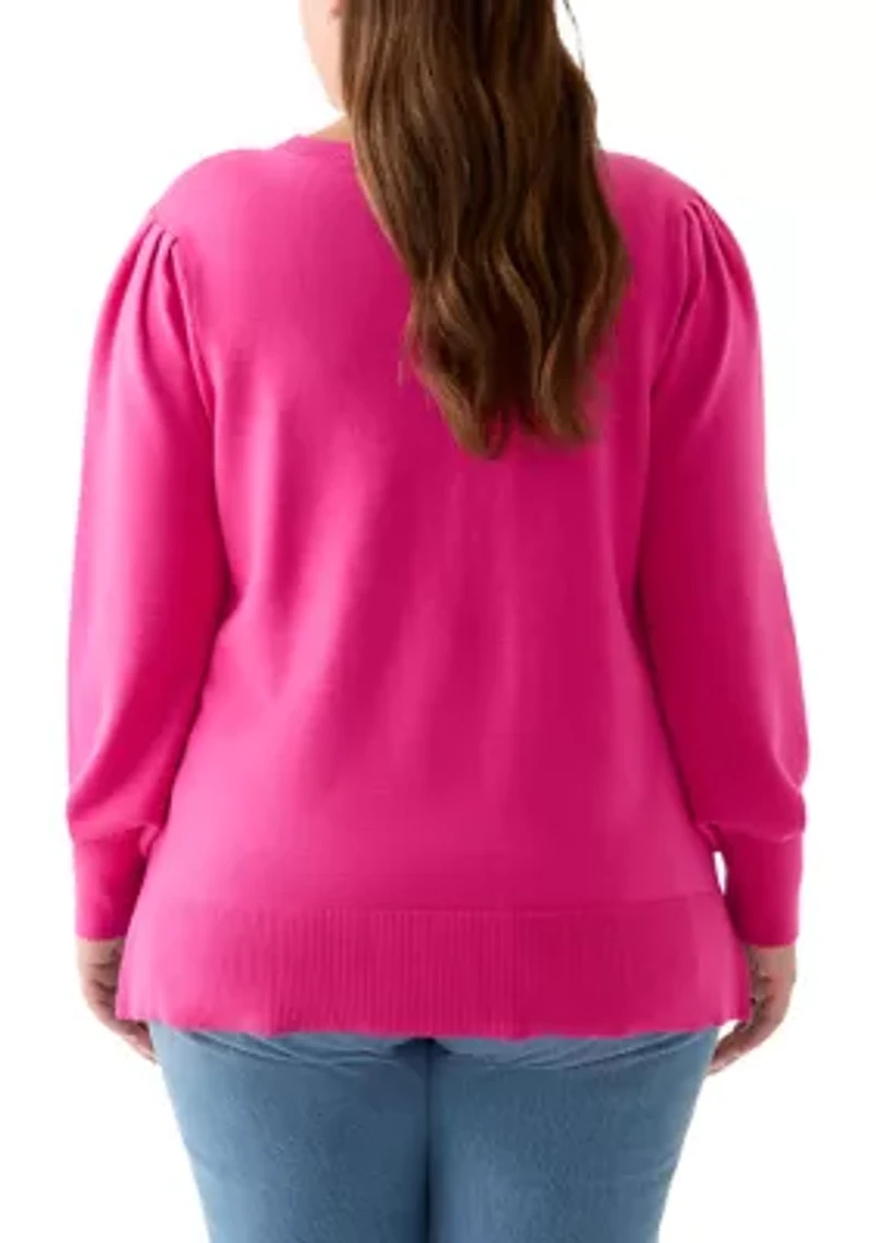 Plus Long Sleeve Crew Neck Tunic Sweater