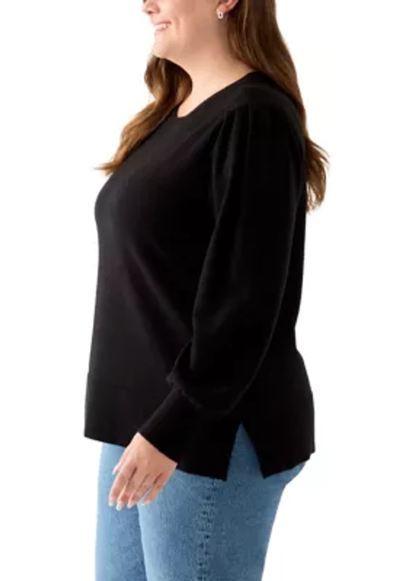 Plus Long Sleeve Crew Neck Tunic Sweater