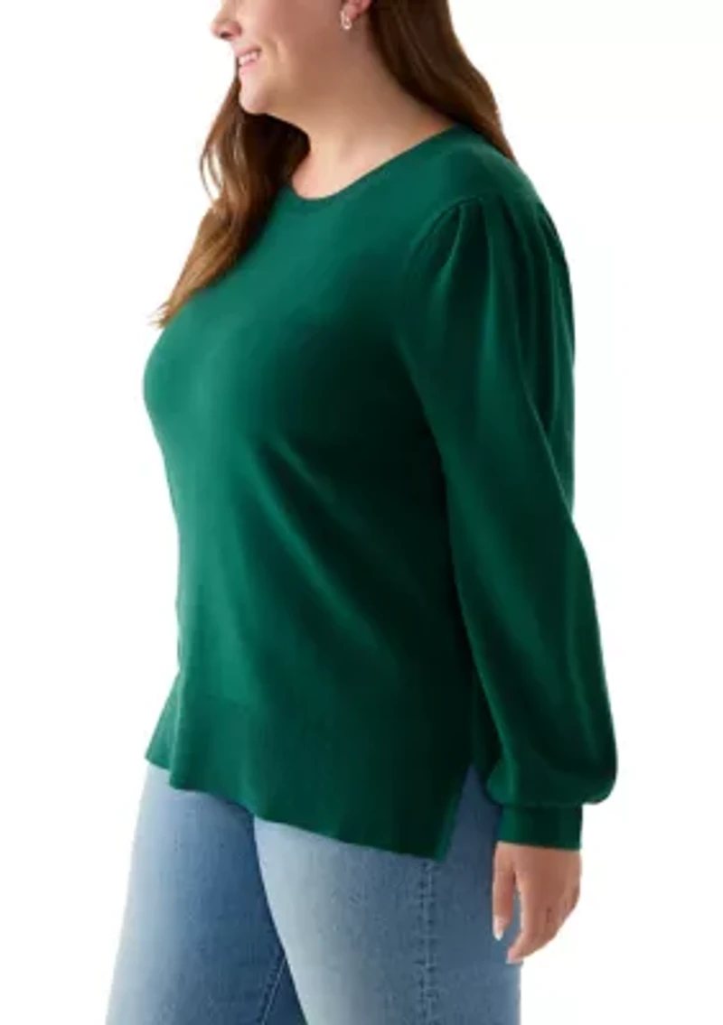 Plus Long Sleeve Crew Neck Tunic Sweater