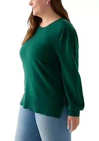 Plus Long Sleeve Crew Neck Tunic Sweater