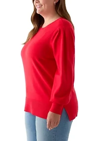 Plus Long Sleeve Crew Neck Tunic Sweater