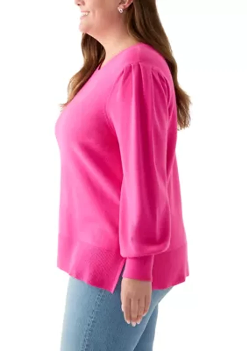 Plus Long Sleeve Crew Neck Tunic Sweater