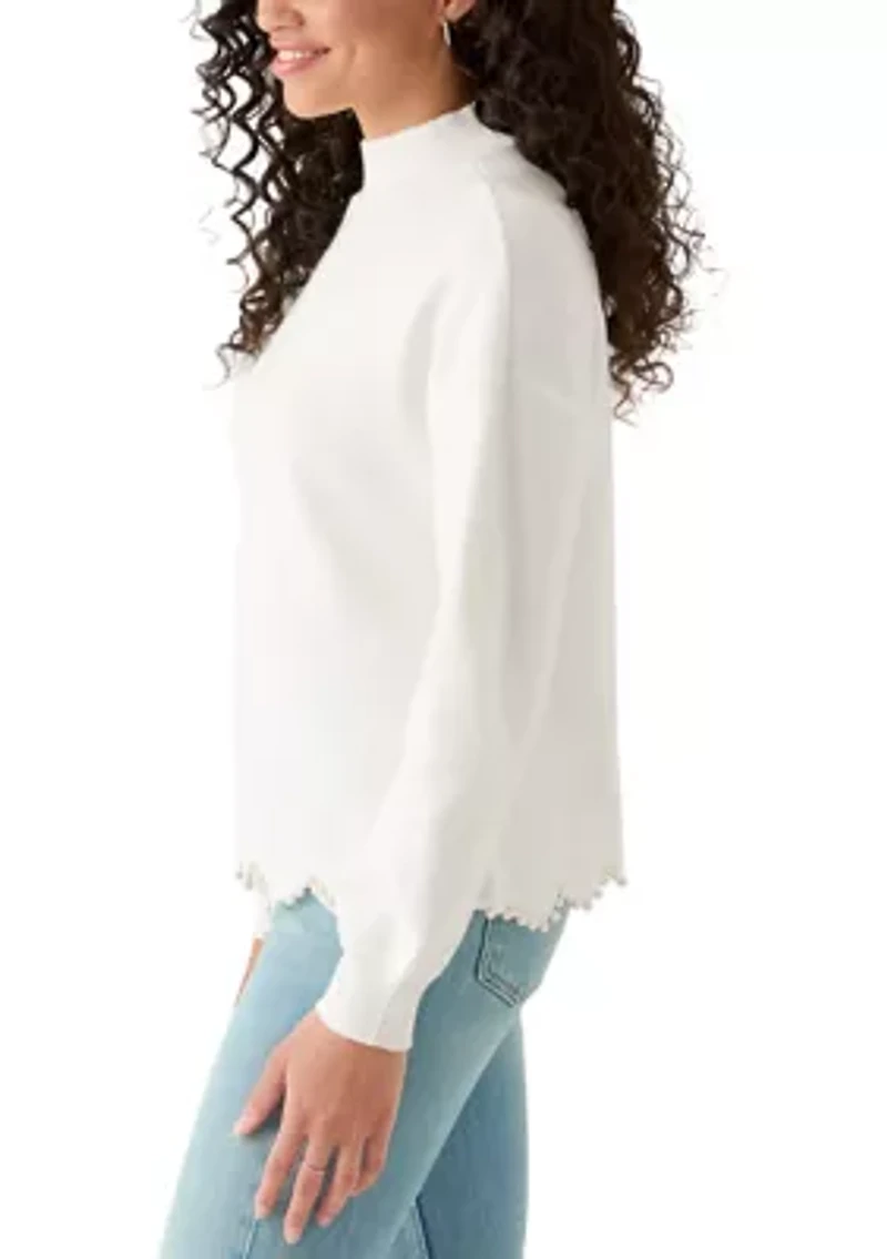 Women's Scallop Pearl Hem Sweater