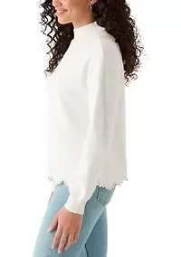 Women's Scallop Pearl Hem Sweater