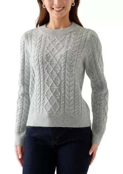Petite Pearl Cable Sweater