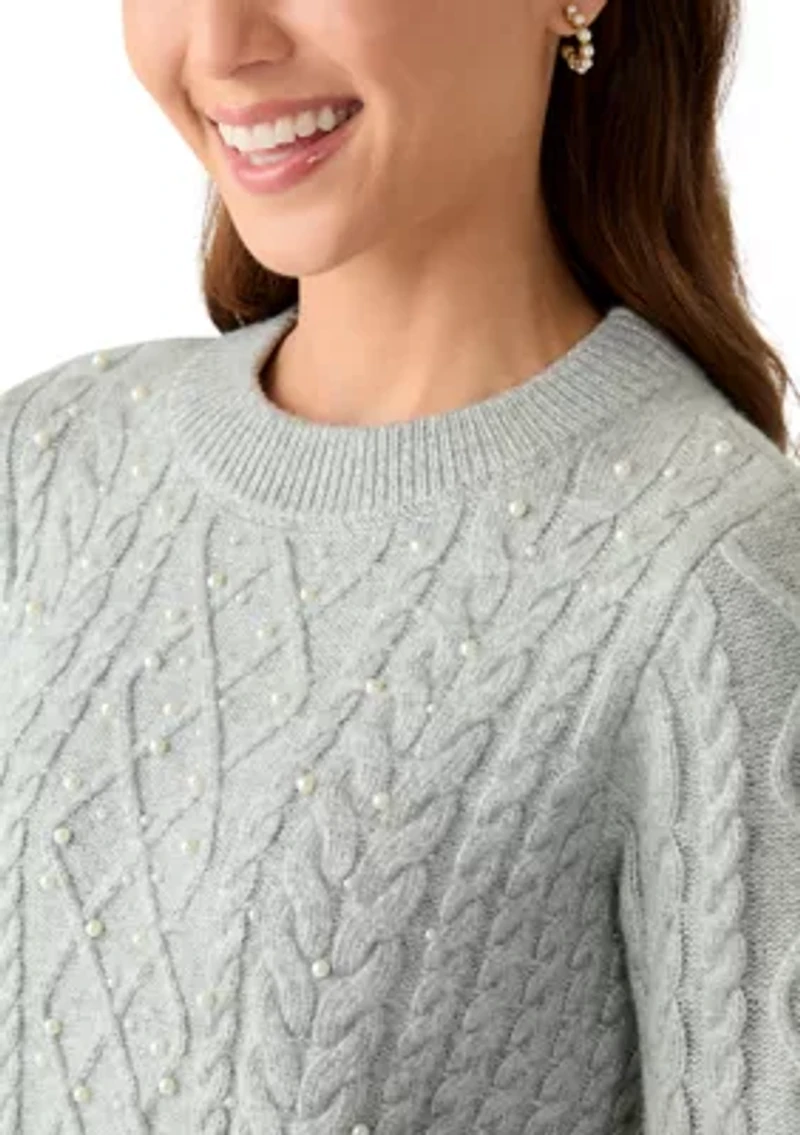 Petite Pearl Cable Sweater