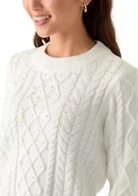 Petite Pearl Cable Sweater