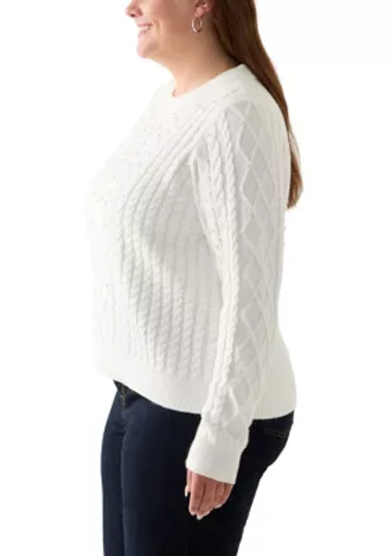 Plus Cable Pearl Sweater