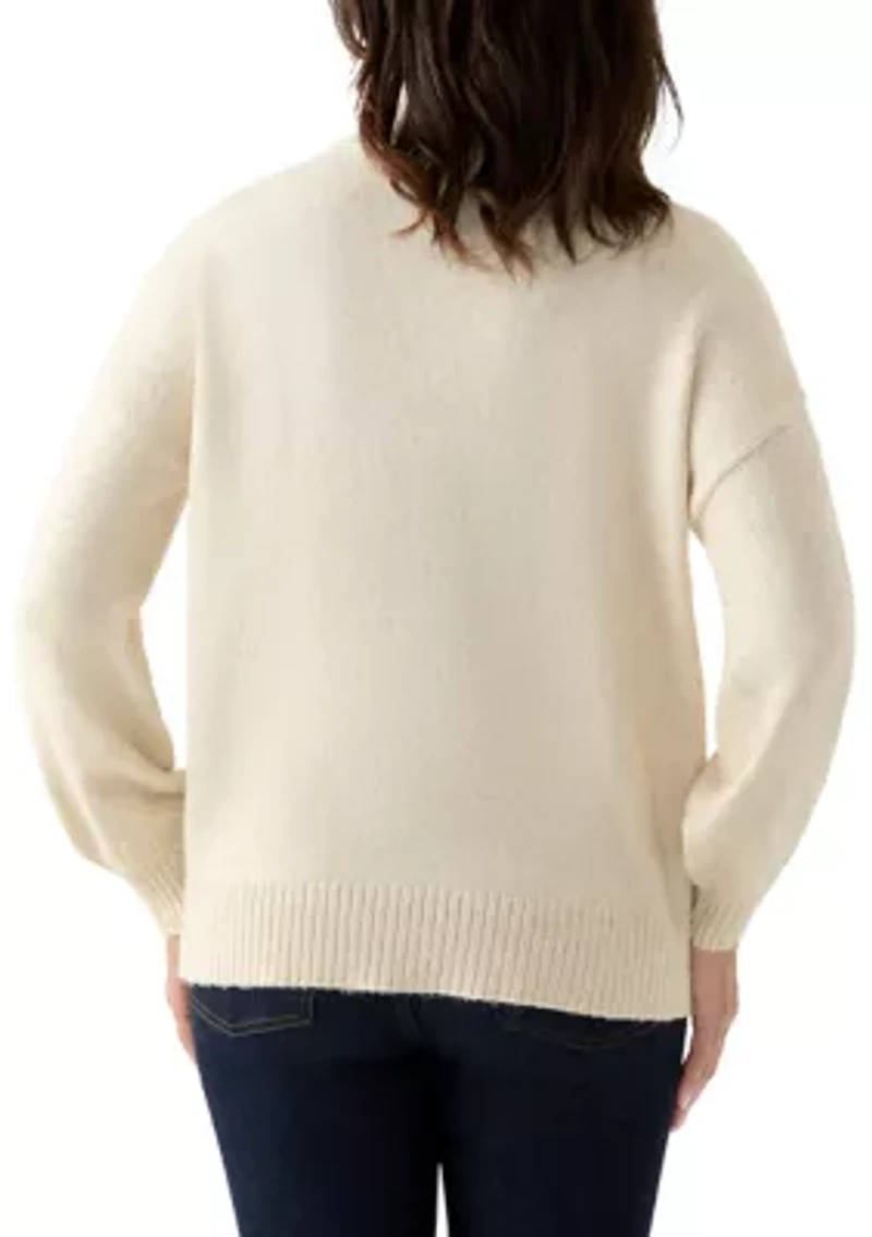 Women's Long Sleeve Jewel Turtleneck Sweater